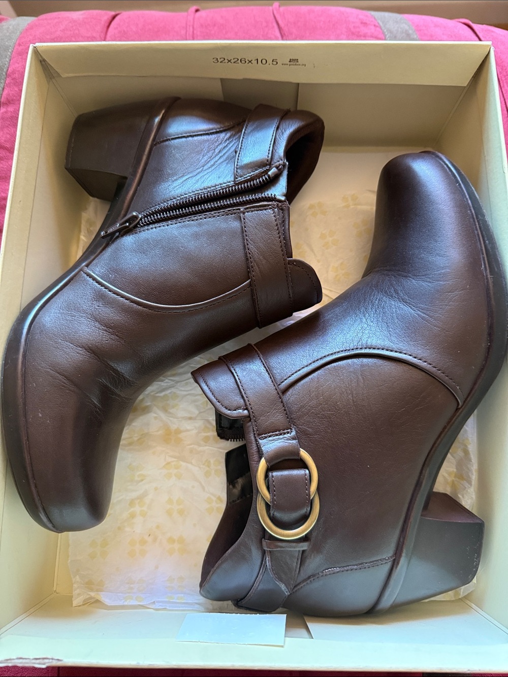 Naturalizer Dark Brown Leather Ankle Booties with Buckle